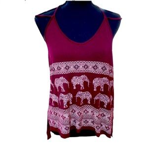 Charlotte Russe Spaghetti Strap Burgundy Sparkly Elephant Tank Size M